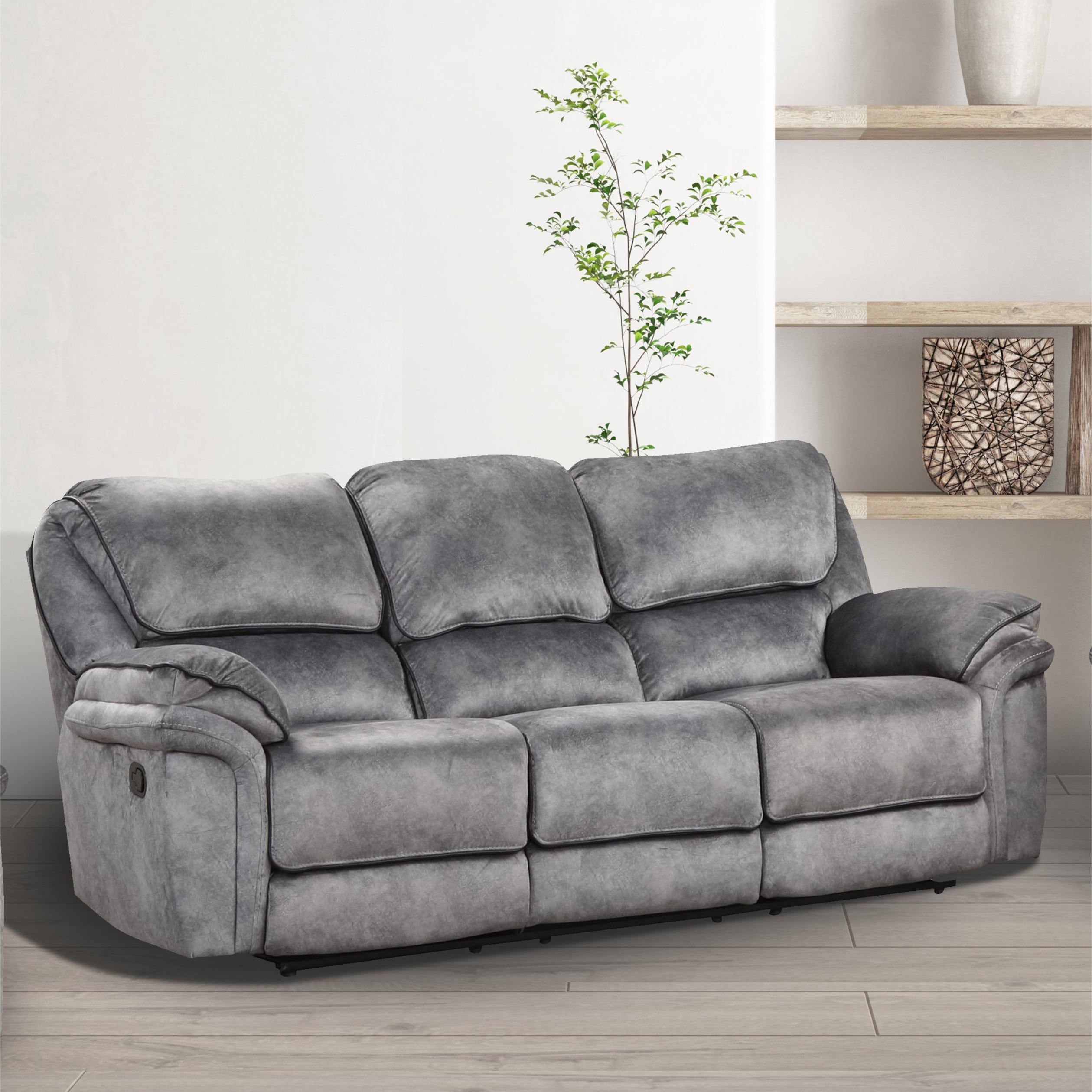 Grey reclining sofa with cup holders new arrivals